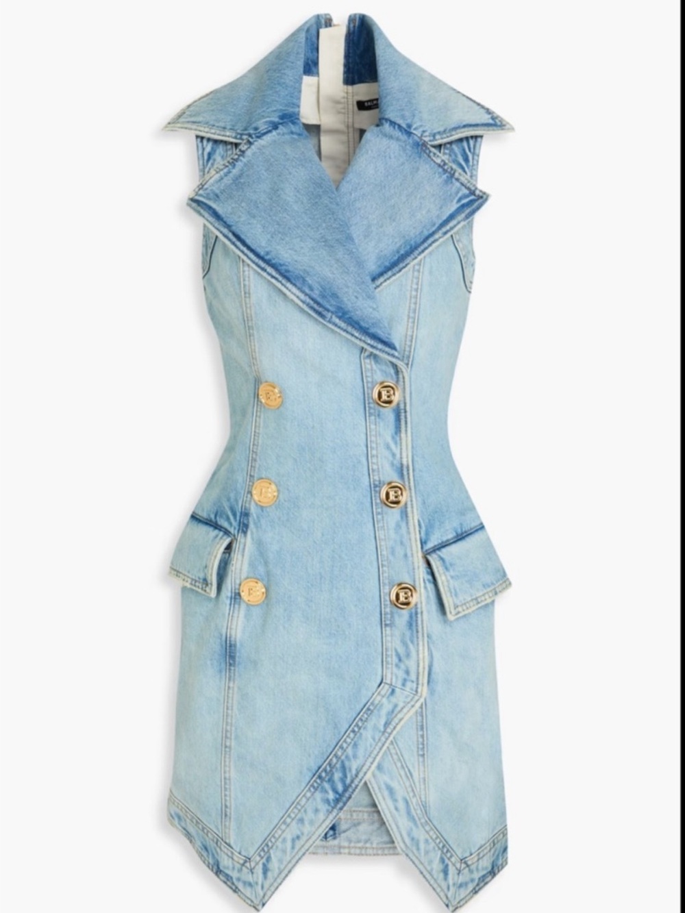 Balmain Denim Dress with Gold Buttons